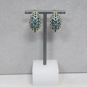 NWT Kendra Scott Gold/Green Freshwater Pearl/Crystal Pave SM Half Hoop Earrings